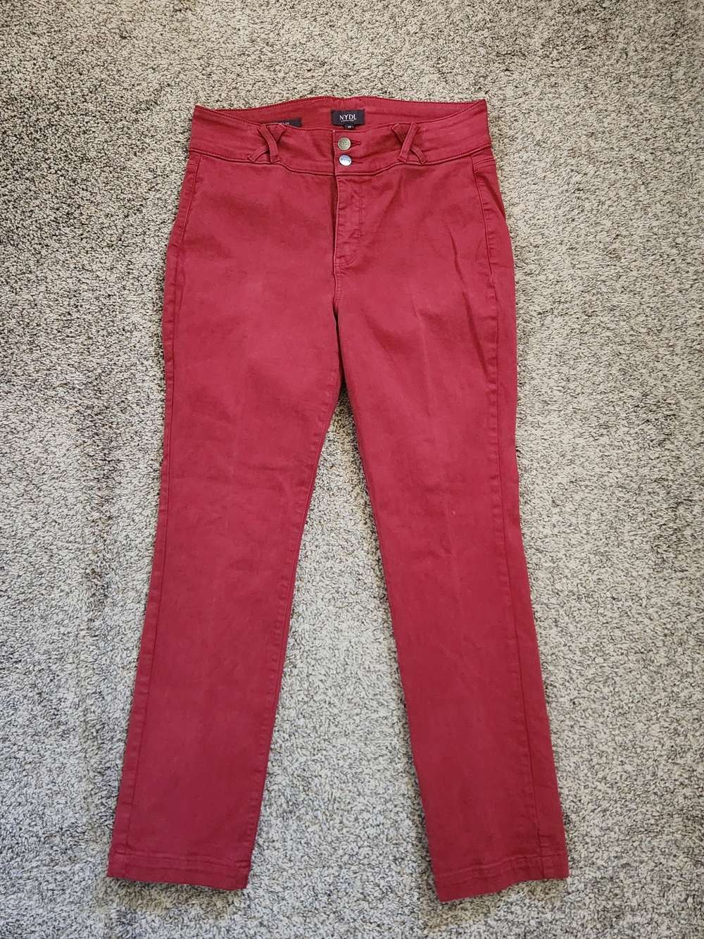NYDJ Skinny High-Rise Jeans in Deep Red